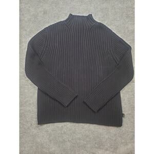 Lauren Ralph Lauren Women's Black Medium Mock Neck Ribbed Sweater Cotton